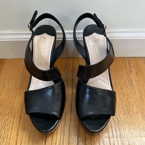 Prada Black Women's Wedge Heels 7.5